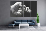 Modern wall art, canvas painting, black and white art, arm hand wall art, multi panel wall art, 3 panel wall art, baby nursery wall art