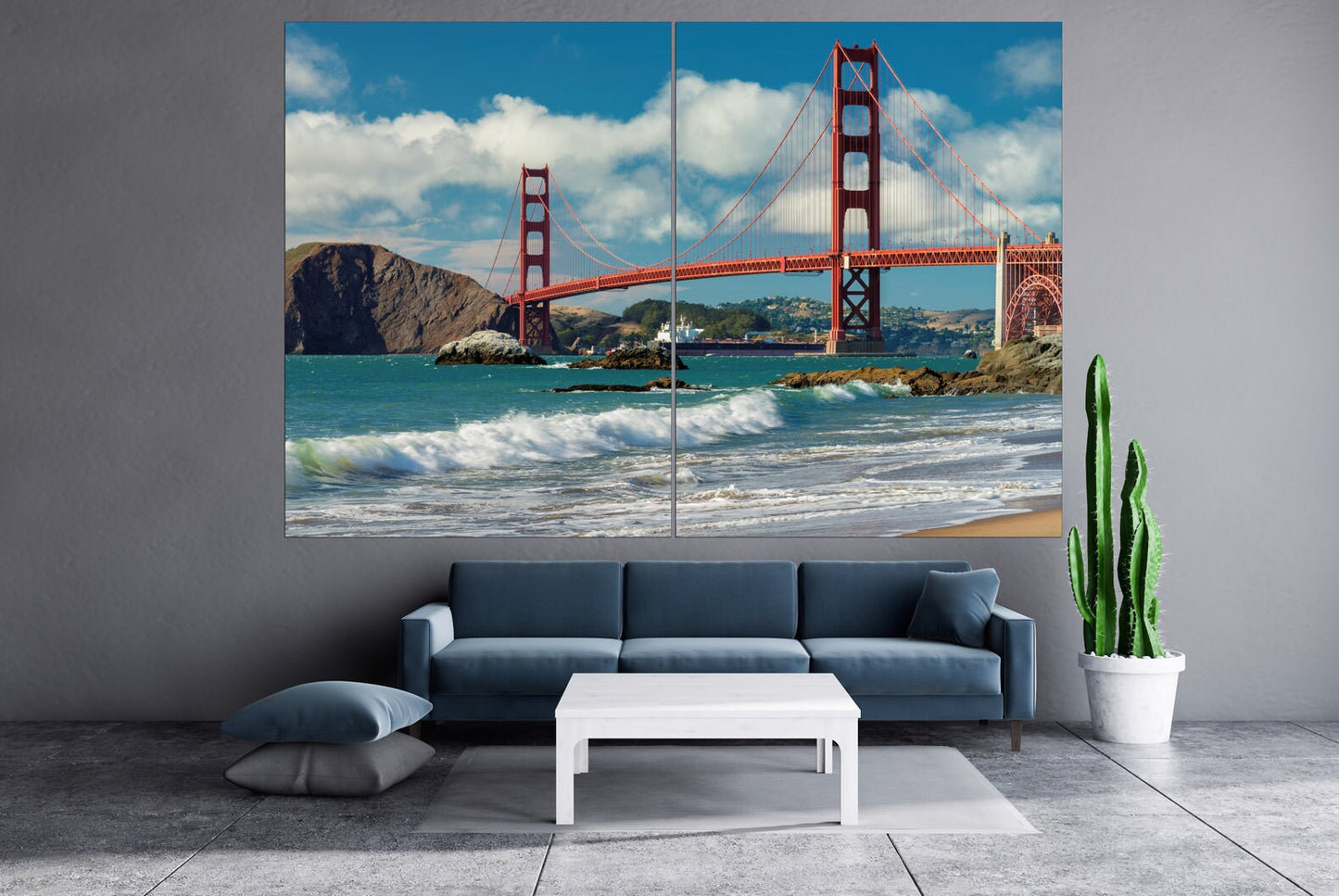 Golden gate bridge print San francisco wall art California wall art home wall decor  Blue sea wall art Sea waves art