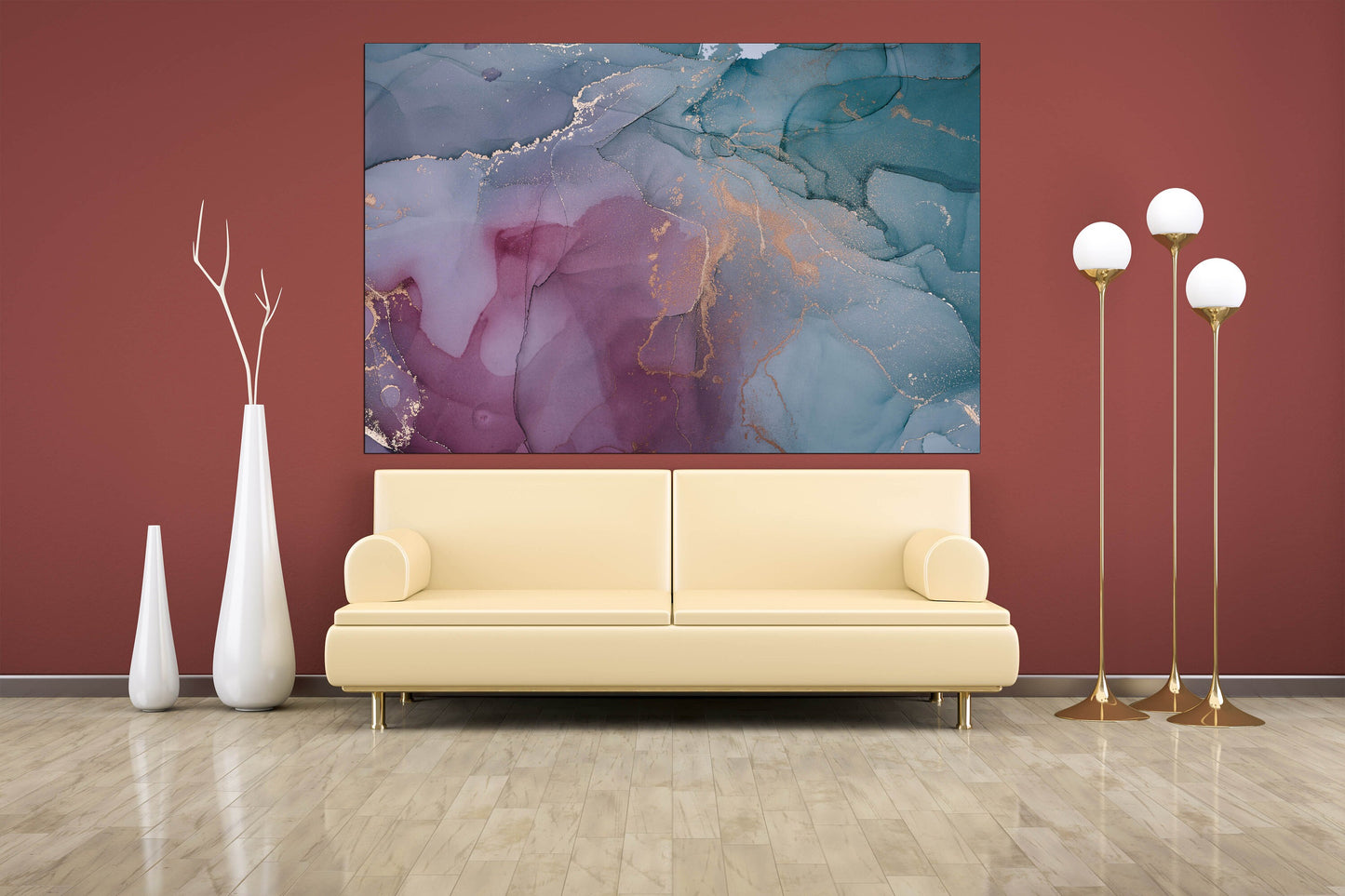 Blue marble wall art Abstract wall art paintings on canvas, home wall decor, canvas painting, housewarming gift, multi panel wall art