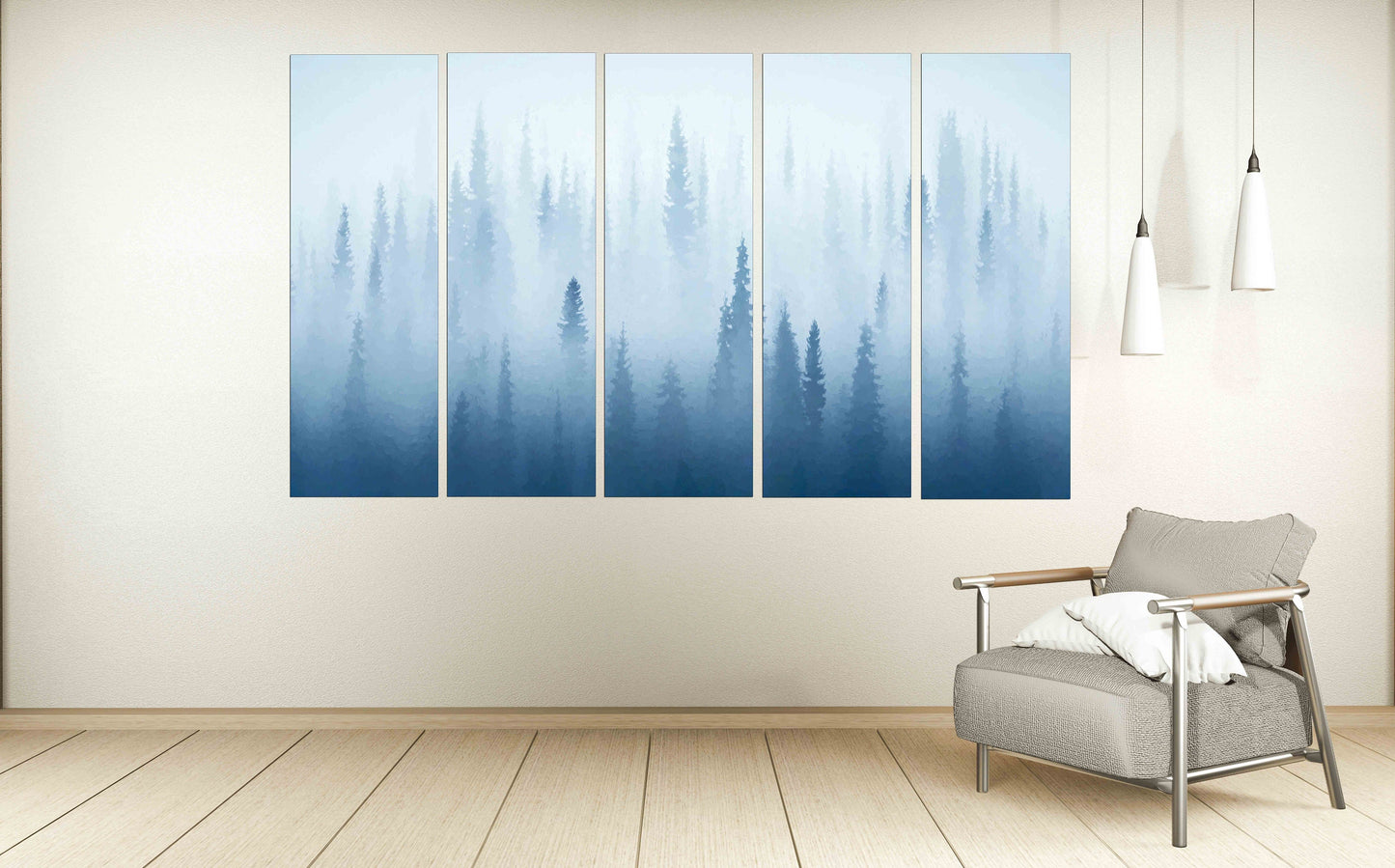 Forest wall art paintings on canvas, home wall decor canvas painting housewarming and wedding gift farmhouse wall decor multi panel wall art