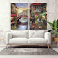 Venice oil painting on canvas City street art canvas print Vintage Colorful extra large multi panel wall art