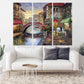 Venice oil painting on canvas City street art canvas print Vintage Colorful extra large multi panel wall art
