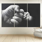 Modern wall art, canvas painting, black and white art, arm hand wall art, multi panel wall art, 3 panel wall art, baby nursery wall art