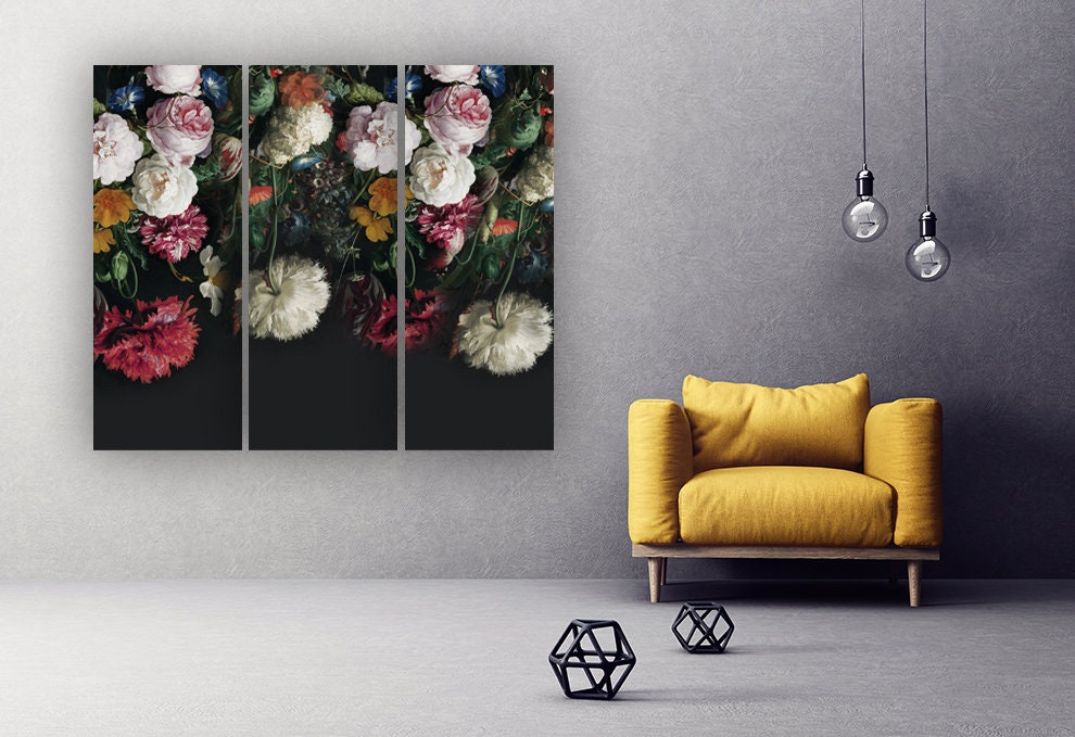 Peony wall art Flowers wall art paintings on canvas, home wall decor, canvas painting 3 piece wall art  5 panel canvas  flowers canvas