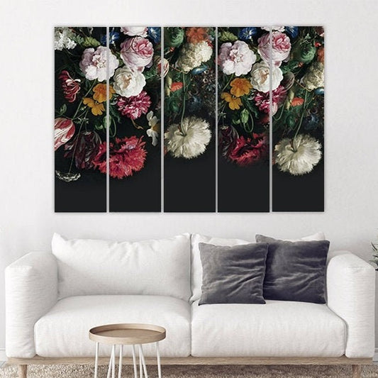 Peony wall art Flowers wall art paintings on canvas, home wall decor, canvas painting 3 piece wall art  5 panel canvas  flowers canvas