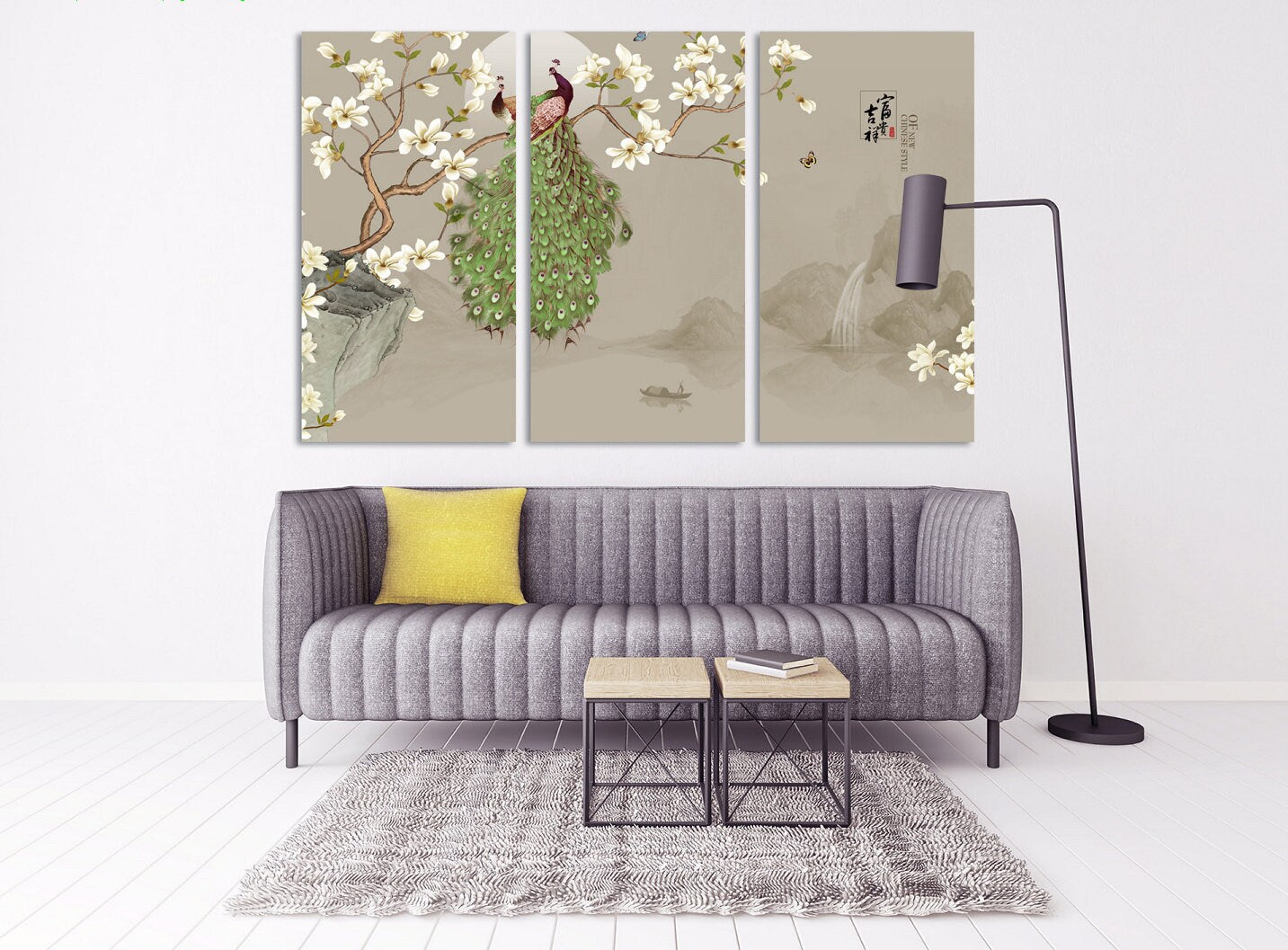 Sakura bonsai tree Peacock wall art Sakura blossoms Floral wall art japanese wall art canvas  japanese prints wall art asian wall art