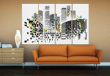 Trendy wall art, city wall art multi panel art Abstract wall art paintings on canvas, extra large wall art, home wall decor