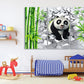 Panda kids Baby nursery Animal canvas wall art Jungle nursery framed print Playroom canvas painting Extra large multi panel wall art