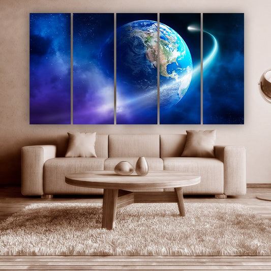 Сosmos wall art paintings on canvas outer space decor home wall decor canvas painting bedroom wall decor Moon multi panel wall art