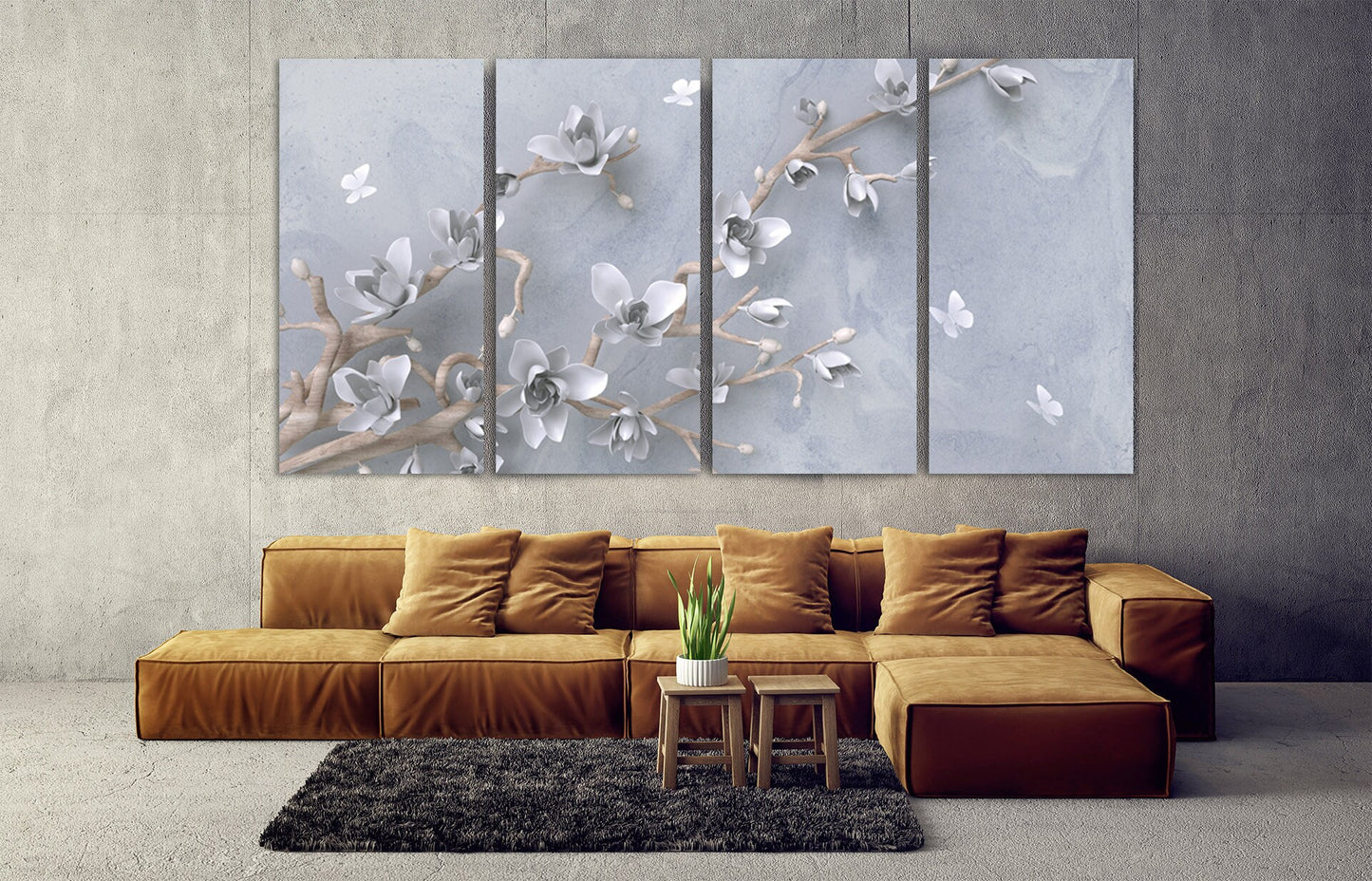 Sakura wall art deco, flower wall art, boho wall art, asian wall art, extra large wall art, floral canvas wall art, boho room decor