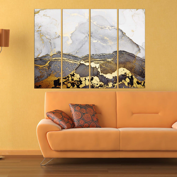 Gold and black wall art Marble wall decor, marble canvas abstract, Abstract wall art paintings on canvas, aesthetic room decor Marble canvas