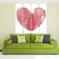 Red heart wall art, Love paintings on canvas, heart wall decor, living room art modern abstract art