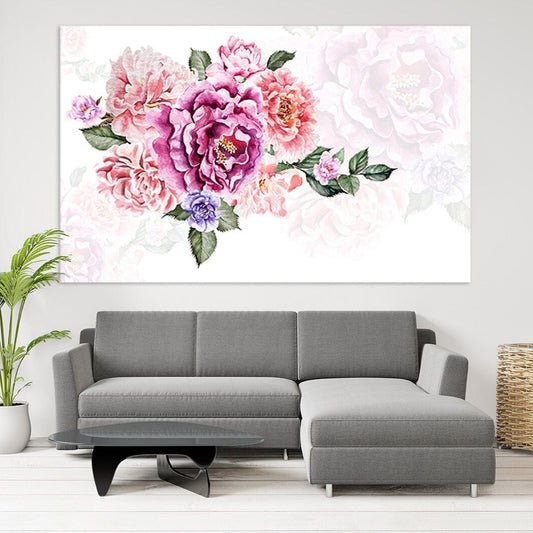 Wall art boho flowers, Botanical paintings, Flowers wall art paintings on canvas,  bouquet of flowers wall art, boho flowers print