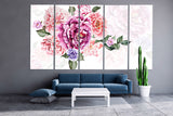 Wall art boho flowers, Botanical paintings, Flowers wall art paintings on canvas,  bouquet of flowers wall art, boho flowers print