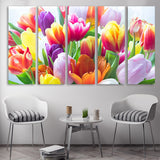 Bouquet of tulips Flowers wall art paintings on canvas home wall decor canvas painting wall hanging decor wall art for bedroom