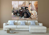 Retro aristocratic lady wall art Aesthetic room decor vintage oil painting on canvas Retro car wall art