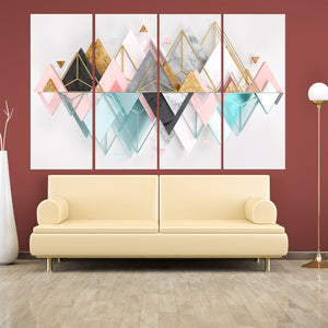Geometric wall art Abstract wall art paintings on canvas Home wall decor Canvas painting Huge wall art Multi panel wall art