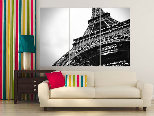 Paris wall art Eiffel tower wall decal large canvas art black and white art extra large wall art canvas wall art multi panel wall art