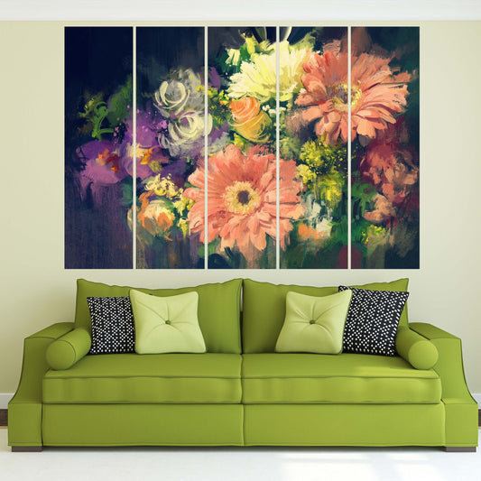 Vintage floral oil painting Flowers wall art home wall decor canvas painting Wall art boho flowers flowers canvas living room wall art