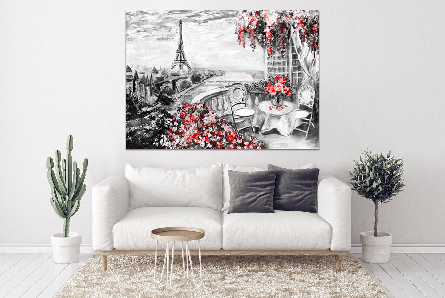 Paris wall art, Eiffel tower wall decal, large canvas art, black and white art, extra large wall art, canvas wall art, multi panel wall art