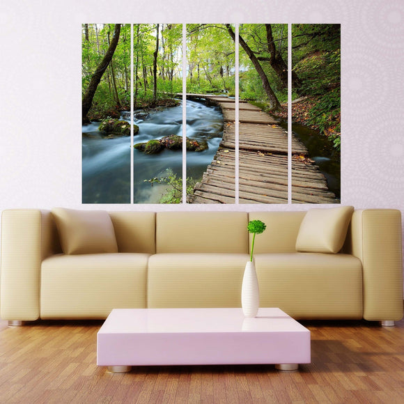 Print wall art Nature painting Forest wall art paintings on canvas home wall decor wood wall art extra large wall art pink