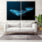Blue whale wall art wall decor canvas painting bright wall art extra large wall art Marine wall art  fish wall art Nautical wall art