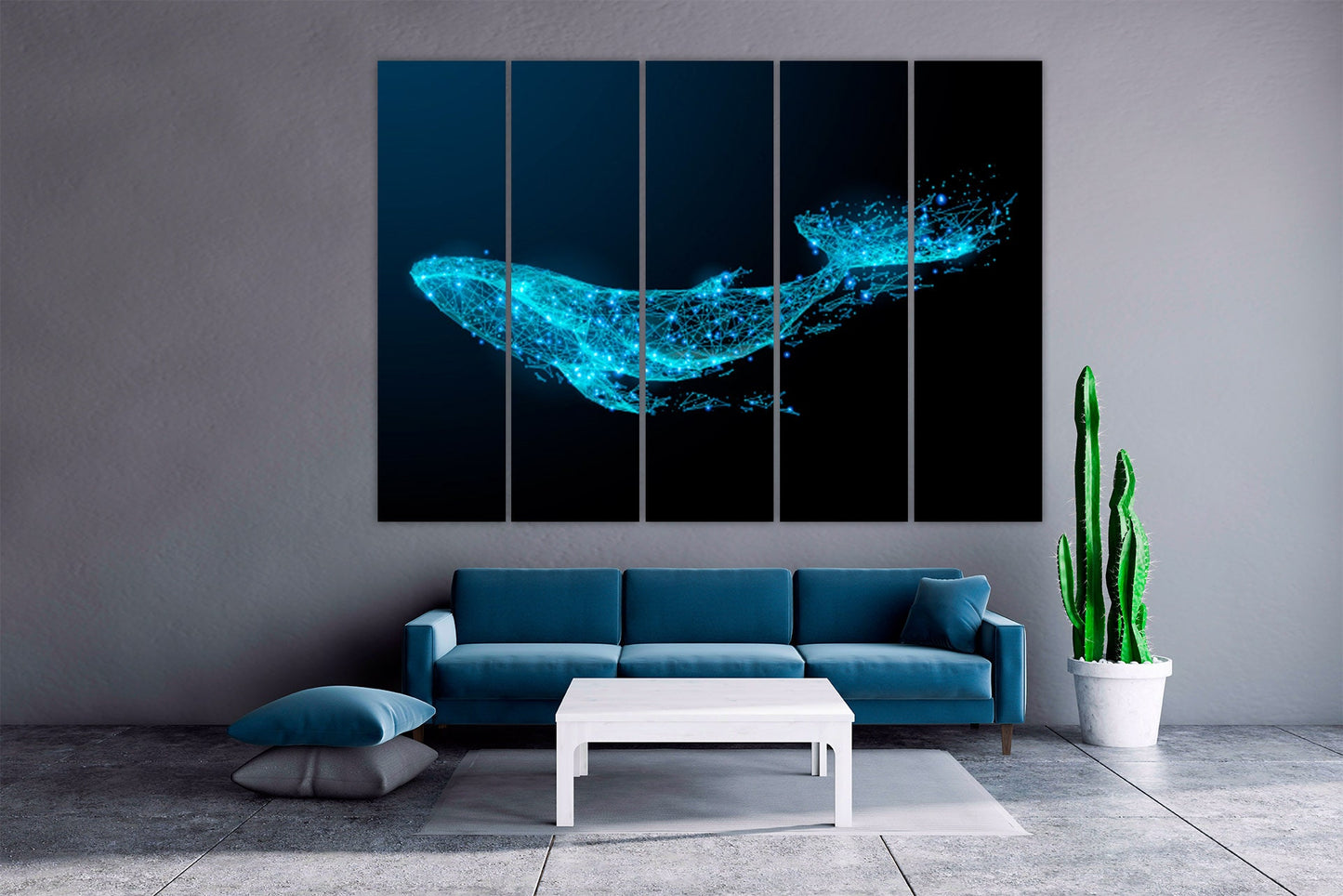Blue whale wall art wall decor canvas painting bright wall art extra large wall art Marine wall art  fish wall art Nautical wall art