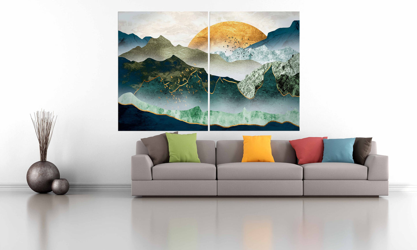 Blue ridge mountains Abstract wall art paintings on canvas Nature wall art Japanese art canvas Mountains wall art Smoky mountains gift
