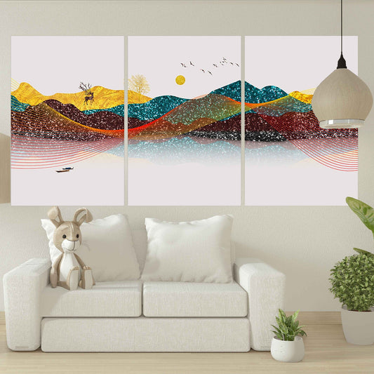 Mountain line art wall print Modern abstract art Abstract art print Multi panel canvas room wall decor Abstract wall art Abstract painting