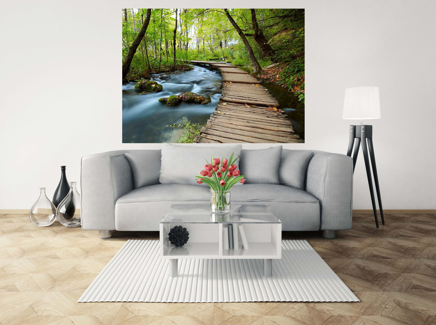 Print wall art Nature painting Forest wall art paintings on canvas home wall decor wood wall art extra large wall art pink