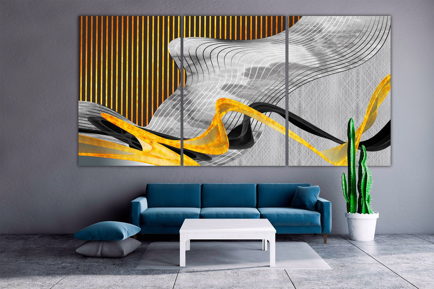 Grey Gold art Abstract art print Modern abstract art Multi panel canvas Abstract wall art Abstract painting Extra large wall art