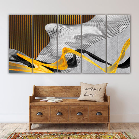 Grey Gold art Abstract art print Modern abstract art Multi panel canvas Abstract wall art Abstract painting Extra large wall art