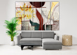 Herb prints modern abstract wall art paintings on canvas Leaves wall art Geometric wall art