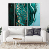 Fluid art Marble wall decor canvas print Abstract Extra Large wall art paintings Multi panel Trendy green home decor