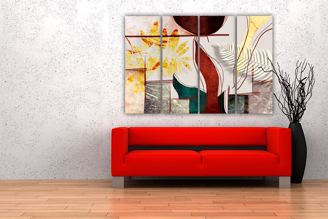 Herb prints modern abstract wall art paintings on canvas Leaves wall art Geometric wall art
