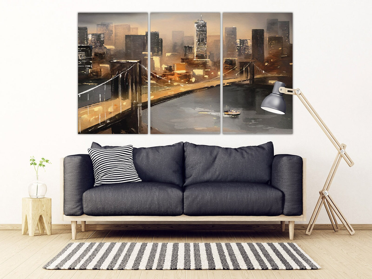 New york city extra large multi panel wall art American bridge home wall decor framed art print large canvas oil painting