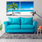 Palm tree wall art framed Beach wall decor travel prints large Nature wall art sea contemporary art Multi panel Seascape painting