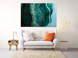 Fluid art Marble wall decor canvas print Abstract Extra Large wall art paintings Multi panel Trendy green home decor