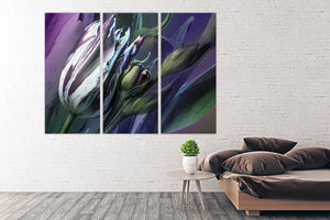 Tulip canvas painting Flowers wall art print Neon purple home wall decor farmhouse multi panel wall decoration