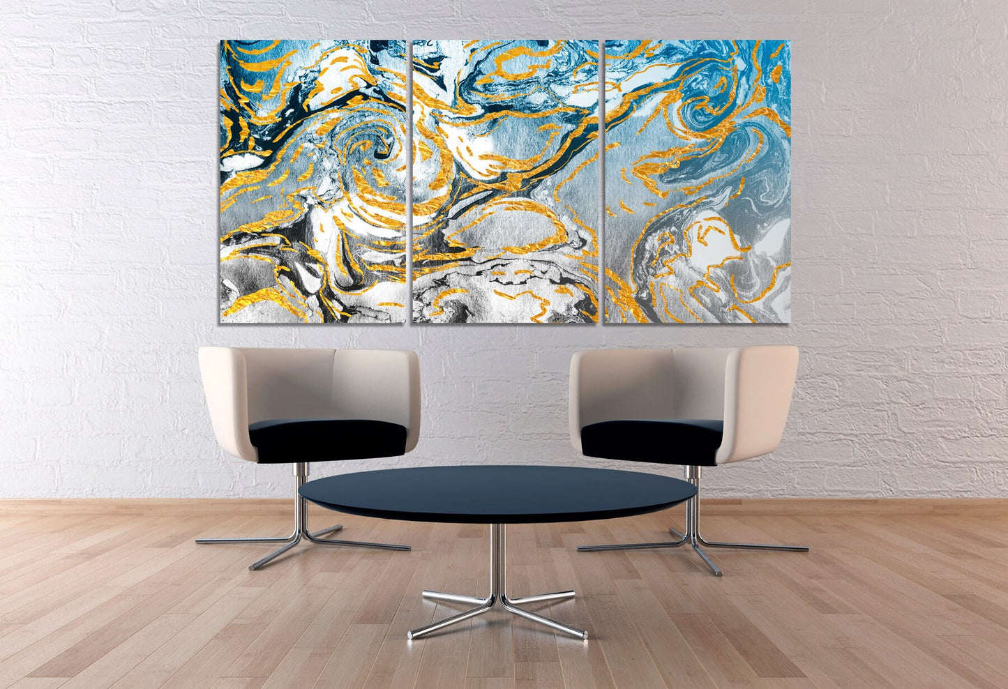 Modern abstract extra large printable wall art framed Multi panel pour canvas painting room decor