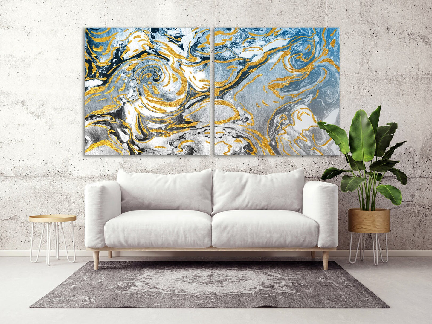 Modern abstract extra large printable wall art framed Multi panel pour canvas painting room decor