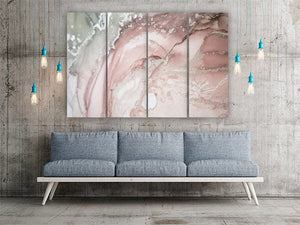 Pink marble Abstract multi panel art wall art paintings on canvas home wall decor housewarming gift canvas painting