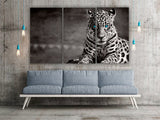 Leopard print home wall decor canvas painting Сontemporary Black and white wild animal for bedroom living room kitchen wall art