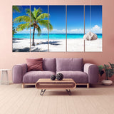 Palm tree wall art framed Beach wall decor travel prints large Nature wall art sea contemporary art Multi panel Seascape painting