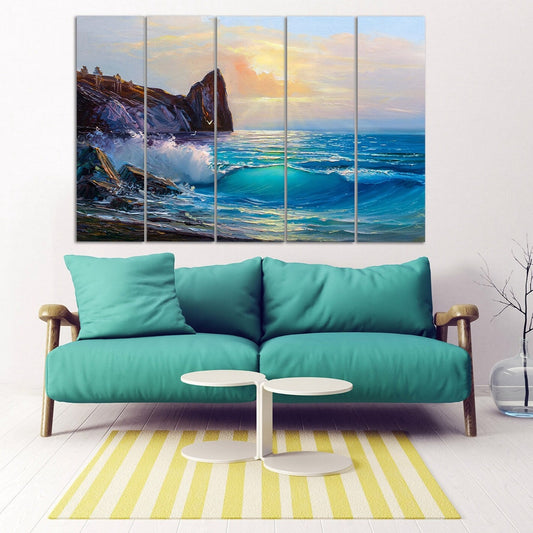 Large wall art sea Wave poster print Seascape Nature wall decor Coastal canvas painting