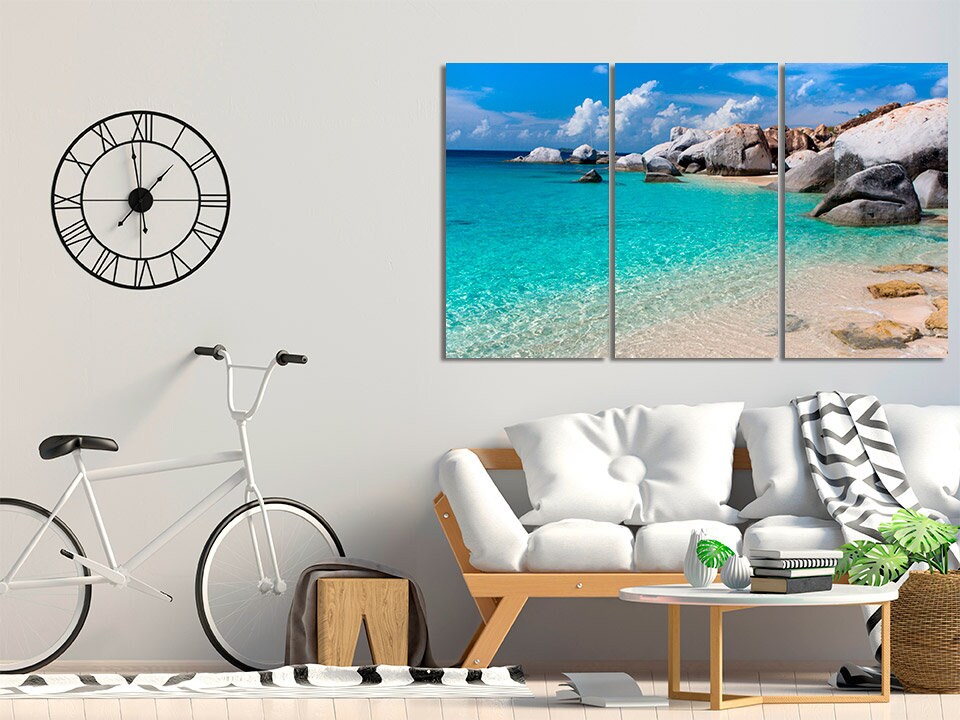 Seascape Nature wall art paintings on canvas Anime prints Sun sea sand Sea shore prints beach wall decor canvas painting