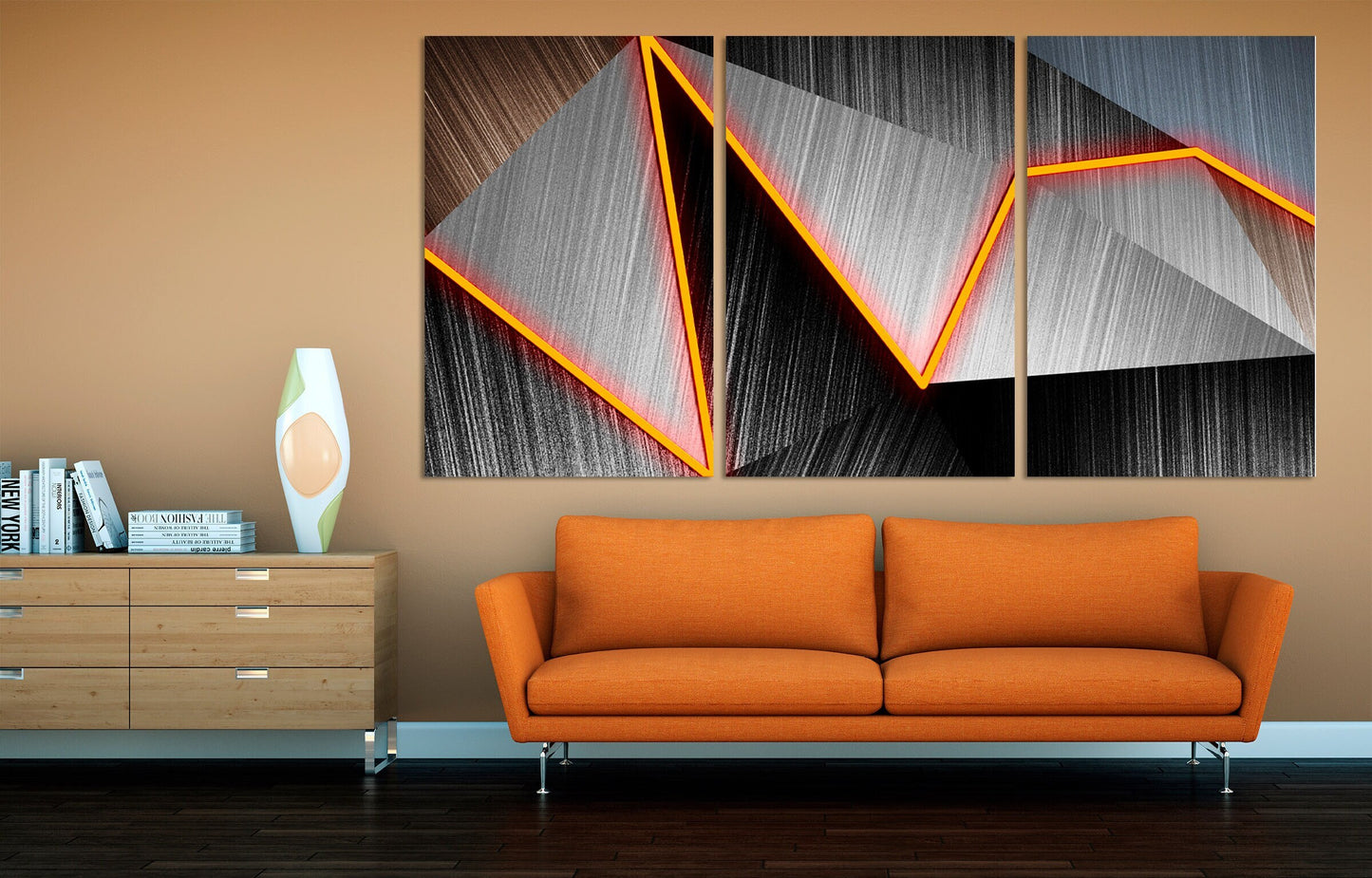 Geometric wall art Abstract print framed canvas painting Home wall decor Huge Multi panel wall art Dark large wall art