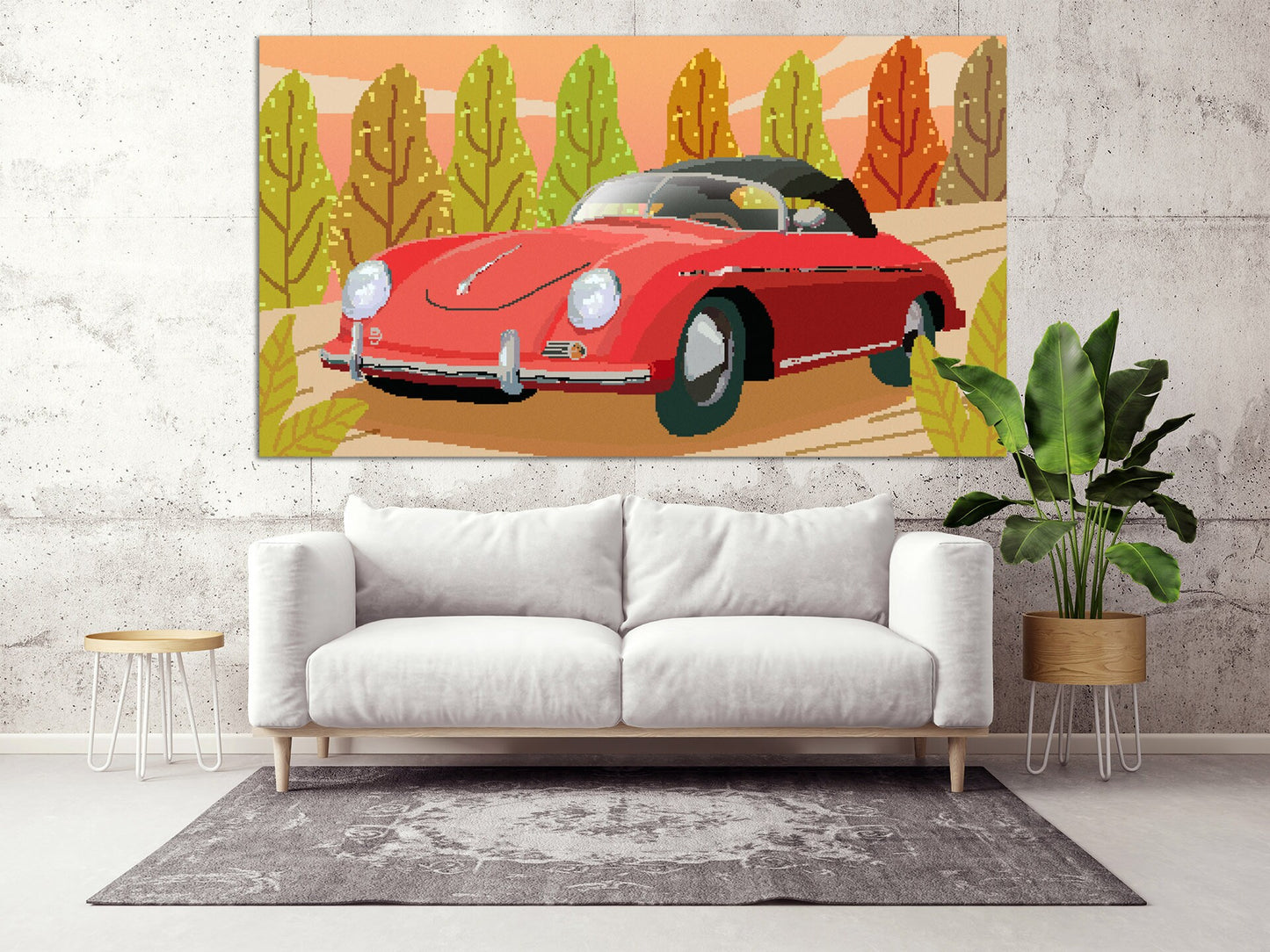 Car wall art retro vintage room wall decor very large canvas paintings bedroom housewarming gift framed canvas