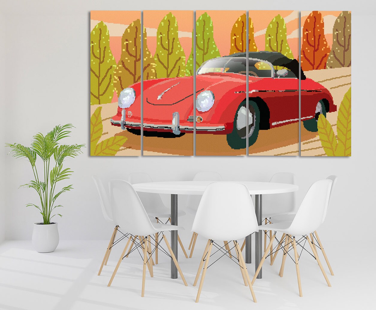 Car wall art retro vintage room wall decor very large canvas paintings bedroom housewarming gift framed canvas