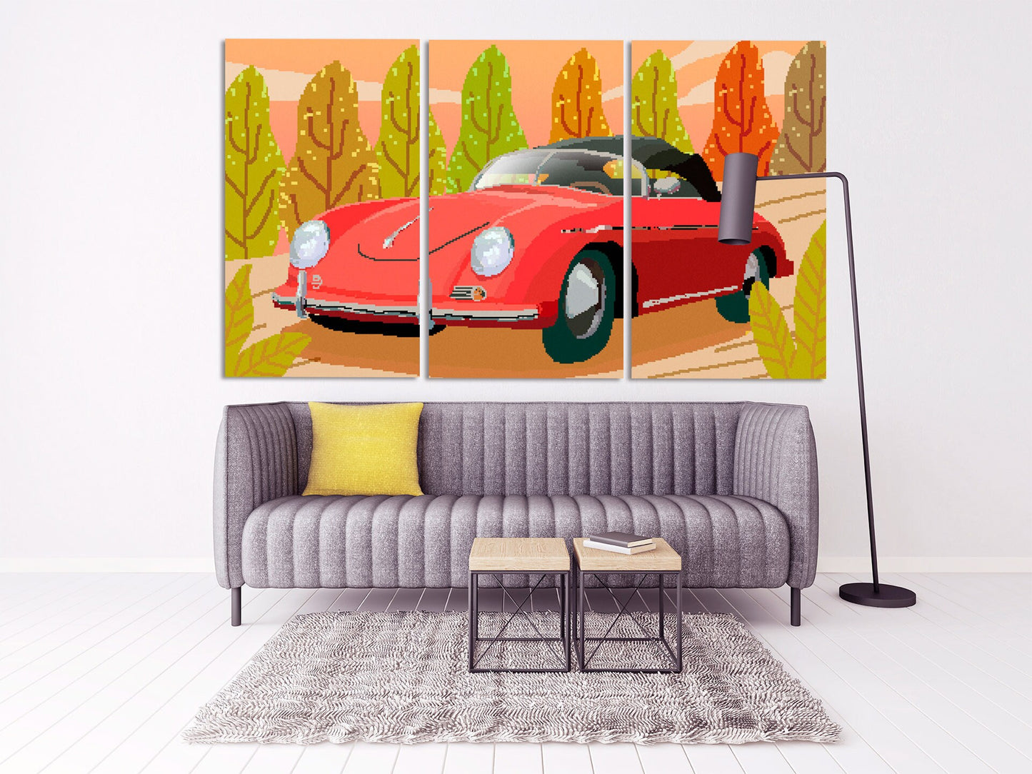 Car wall art retro vintage room wall decor very large canvas paintings bedroom housewarming gift framed canvas